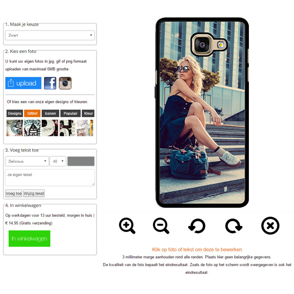 Foto auswählen und mit dem Editor spielend leicht eine A5 Handyhülle selbst gestalten! Galaxy A5 Hülle selbst gestalten